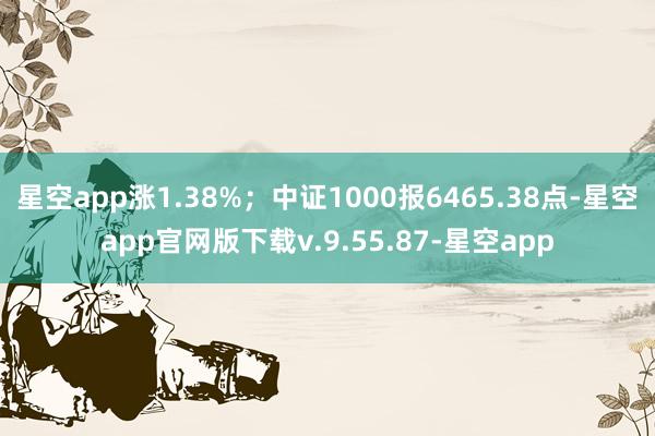 星空app涨1.38%；中证1000报6465.38点-星空app官网版下载v.9.55.87-星空app