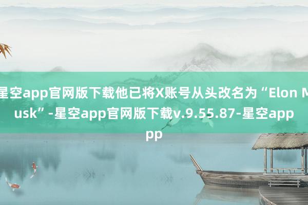星空app官网版下载他已将X账号从头改名为“Elon Musk”-星空app官网版下载v.9.55.87-星空app